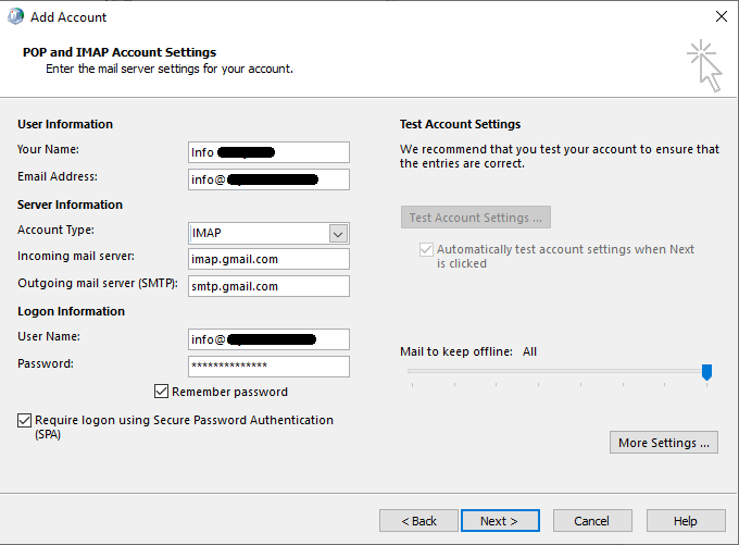 IMAP Account Settings