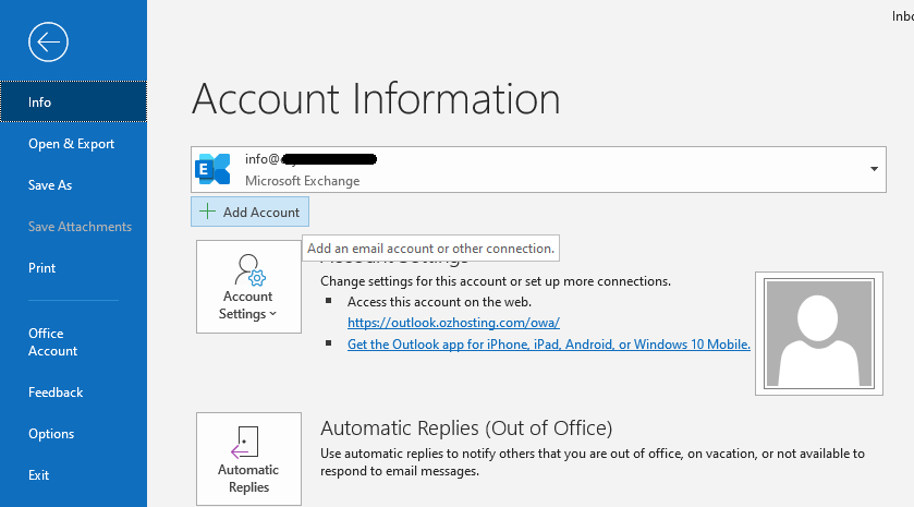 Outlook Add Account